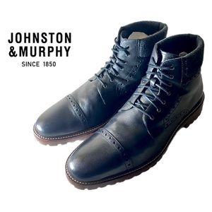 Johnston & Murphy 1850 Mens Cap Toe 20-2925 Black Leather Chukka Boots Size 11M